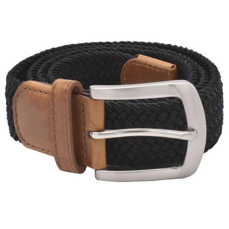 VONSELY Stretch Belt, Elastic Belts Braided Fabric Belt Colorful Woven Belts for Men and Women, Black - Image 2